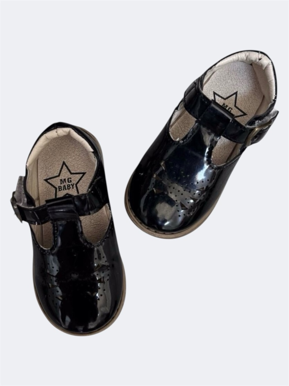 MG Baby Black T-Strap Patent Leather Mary Jane Shoes 5